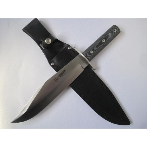 106M Cudeman Huge 15 Inch Black Micarta With Red Liners Bowie Knife