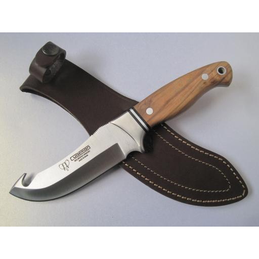 250L Cudeman Olive Wood Guthook Skinning Knife