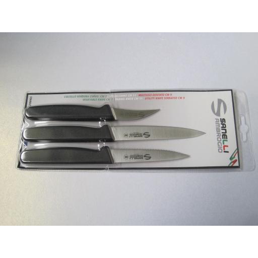 Set Of Three Essential Vegetable Paring Knives In Blister Pack By Sanelli Ambrogio