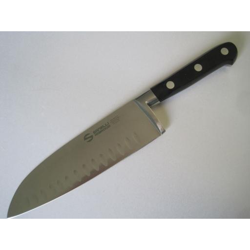 Santoku Knife Forged Granton Blade 8 Inch, 18cm, From The Chef Range By Sanelli Ambrogio