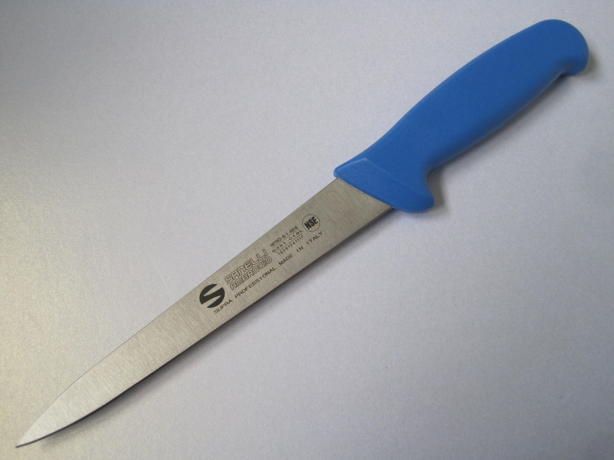 Flexible Filleting Knife In HACCP Blue, 7inch, 18cm, From Sanelli